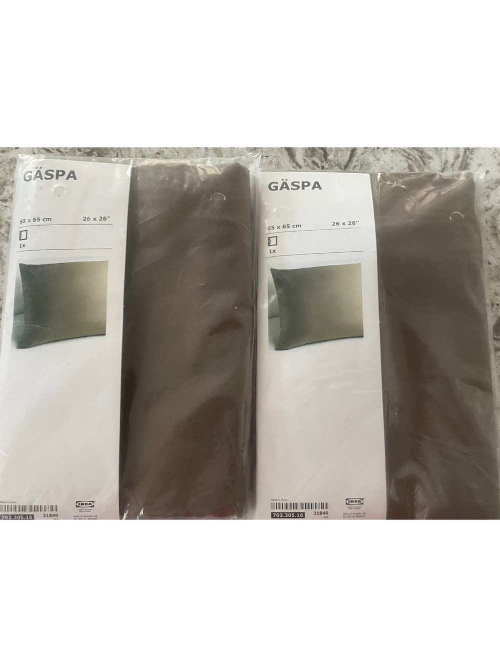 IKEA GASPA Pillowcase GÄSPA Square Pillow Euro Sham 26 x 26" Brown 310TC x 2 Bra
